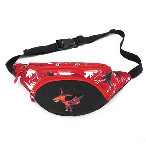 Sac de poitrine enfant rouge avec imprimé dinosaure et sangle réglable pratique
