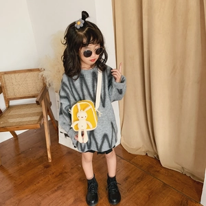 Borsa a tracolla per bambini in tela gialla con decorazione di coniglio in peluche 3D