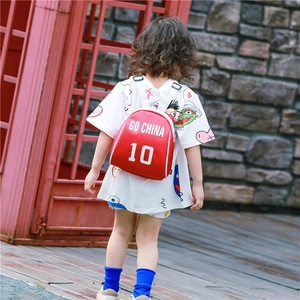 Sporty red kids backpack with GO CHINA 10 letter print for casual outdoor activities