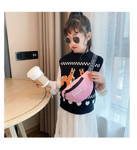 Sac de poitrine rose en toile pour enfants avec sangle à lettres ajustable pour la mode
