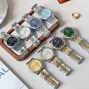 Classic stainless steel waterproof quartz watch with date window and steel strap for men