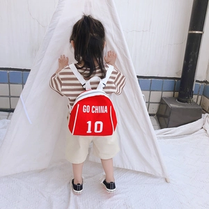 Kids red sports backpack with GO CHINA print for toddlers aged 1-5, stylish daycare bag