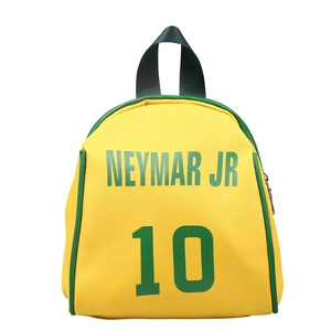 Kids Brazil soccer backpack featuring Neymar Jr 10 print in yellow and green colors
