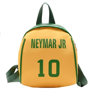 Kids football sport backpack in yellow and green nylon with Neymar JR design
