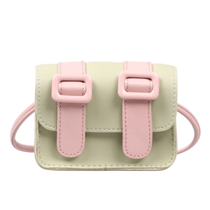 Kids mini color-block crossbody Cambridge bag in green and pink faux leather
