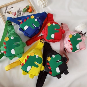 Kids Cartoon Dinosaur Chest Bag Nylon Waterproof Adjustable Strap Crossbody Shoulder Pack For Boys Girls Toddlers