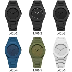Octagonal men's quartz watches set with integrated plastic straps and matte finish
