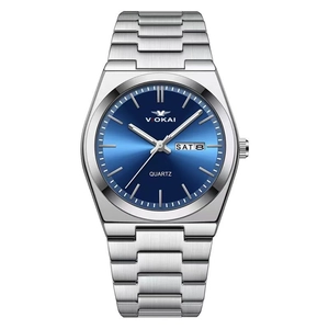 Men Quartz Wristwatch Stainless Steel Band Alloy Case Waterproof Day Date Calendar Display Business Luxury Simple