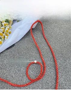 Detailed close-up of the red twisted rope shoulder strap on a children's crossbody bag