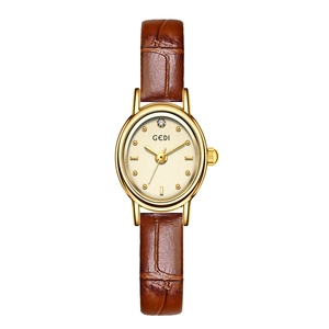 Women Quartz Watch Oval Dial Leather Strap Waterproof Vintage Elegant Dress Wristwatch For Ladies
