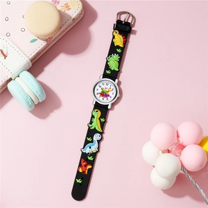 Montre dinosaure pour enfants avec bracelet en silicone 3D et cadran à chiffres lisibles