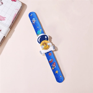 Blue kids slap watch with 3D astronaut design and space patterns for boys and girls