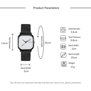 Tableau des tailles détaillé pour montre homme minimaliste avec dimensions et specs