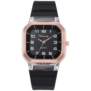 Montre Quartz Carrée À La Mode Avec Bracelet En Silicone Chiffres Arabes Montre-Bracelet Sport Décontractée Pour Femmes Et Hommes