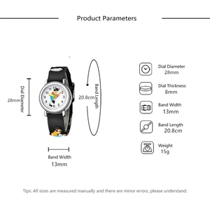 Dimensions détaillées pour montre de sport enfant avec motifs de dessins animés mignons