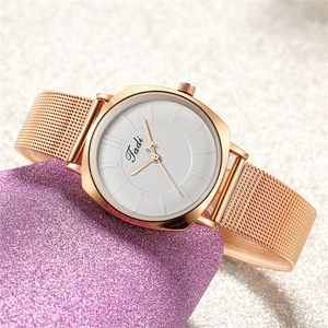 Fashion Women Quartz Watch Rose Gold Stainless Steel Mesh Strap Minimalist Elegant Dress Wristwatch Ladies Gift