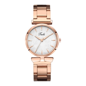 Elegant rose gold mesh watch for women featuring a white leaf pattern dial and metal strap