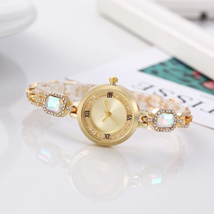 Elegante orologio da donna in oro con cinturino di cristallo e quadrante romano