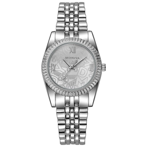 Montre à quartz MODAIYA argentée classique avec chiffres romains et bracelet en acier