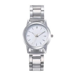 Montre classique en acier inoxydable argenté avec cadran blanc texturé et diamant