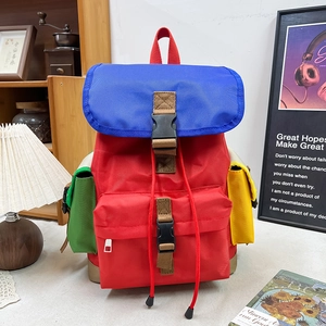 Kids Backpack Color Block Nylon Large Capacity Outdoor Hiking Travel Bag For Boys Girls Breathable Modern Style