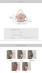 Star-shaped mini crossbody bag with pearl handle and metal chain size specifications