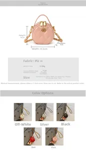 Größentabelle für mini gesteppte Rundumhängetasche mit Kettenriemen und PU-Leder-Details