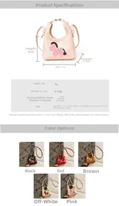 Detail view of mini quilted PU leather shoulder bag with a cute knit pony patch