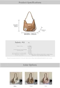 Detailed dimension chart and color variants of floral PU leather bags for girls