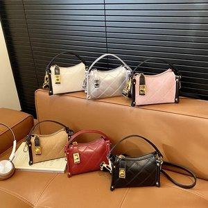 Chic quilted mini crossbody bags for girls in six colors with gold clasp and top handle