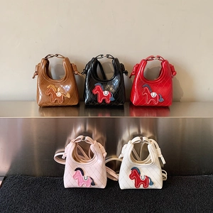 Mini Borsa A Tracolla Per Bambini In Pelle PU Trapuntata Ricamo Pony Cavallo Borsa A Mano Moda Bambini E Bambine