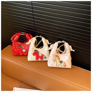 Détails de mini sacs pour enfants avec broderie cheval et pois en trois couleurs