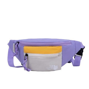 Sac bandoulière enfant en nylon bicolore violet et jaune avec sangle ajustable