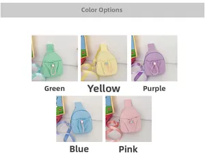 Collage showing five macaron colors of the mini children's crossbody chest bag