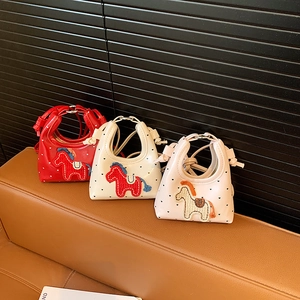 Sac À Bandoulière Mini Pour Enfants Cuir PU Coeur Pois Broderie Cheval Sac À Main Pour Filles Tout-Petits Mignon