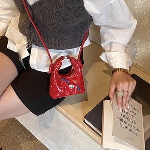 Mini sac à main rouge à pois avec broderie poney pour petites filles