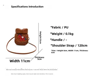 Détails du mini sac selle en PU marron avec nœud, broderie cheval et dimensions