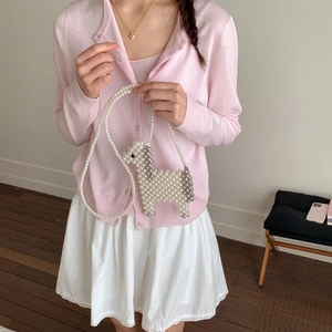 Sac à bandoulière en perles fait main en forme d'alpaga avec chaîne pour enfants