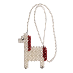 Sac à bandoulière mignon pour enfants en perles tressées à la main en forme d'alpaga