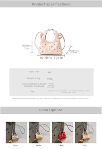 Tableau détaillé des dimensions et des quatre couleurs du mini sac chiot en PU enfant