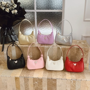 Sac À Épaule Enfant Cuir PU Décor Papillon Cœur Fermeture Éclair À Main Mini Hobo Sac Sous L'Aisselle Garçons Filles