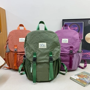 Kids Outdoor Hiking Backpack Large Capacity Plaid School Bag Waterproof Casual Rucksack For Boys Girls Students