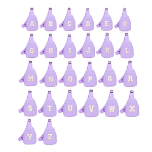 Kids Purple Nylon Chest Bag Chenille Alphabet Patch Sling Crossbody Bag Casual Adjustable Strap Boys Girls