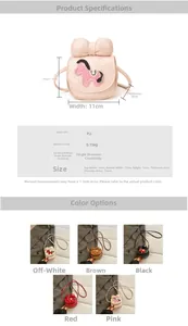 Détail du mini sac bandoulière enfant en PU montrant le nœud et le patch poney