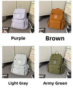 Détails de sacs à dos scolaires légers en violet, marron, gris et vert
