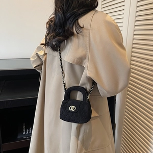 Classic quilted velvet mini bag for girls with gold chain strap and metal clasp
