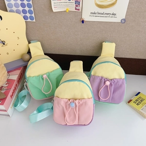 Sac De Poitrine Mode Enfants Nylon Couleur Contrastée Cordon Sac Bandoulière Sangle Réglable Mini Sac Banane Garçons Filles