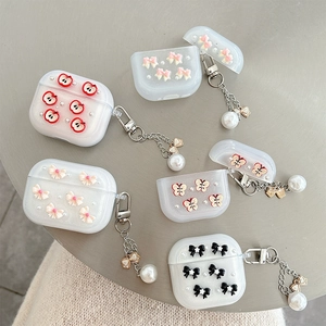 Glitzer AirPods Hülle mit Perlenanhängern und Schleifen-Deko für Damen in 5 Designs