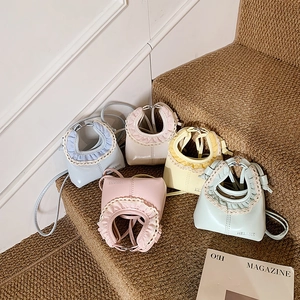 Girls Mini Crossbody Bag Sweet Lace Ruffle PU Leather Small Handbag For Kids Fashion Accessory