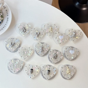 Support de téléphone ours en strass laser et forme de cœur avec fini perle